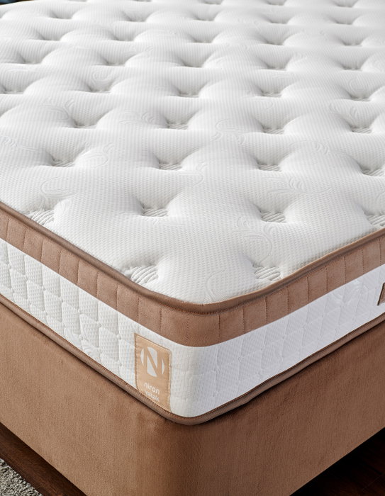 Hanah Home Colchón, Base y Cabecero Individual Latte Light Brown 80 x 180